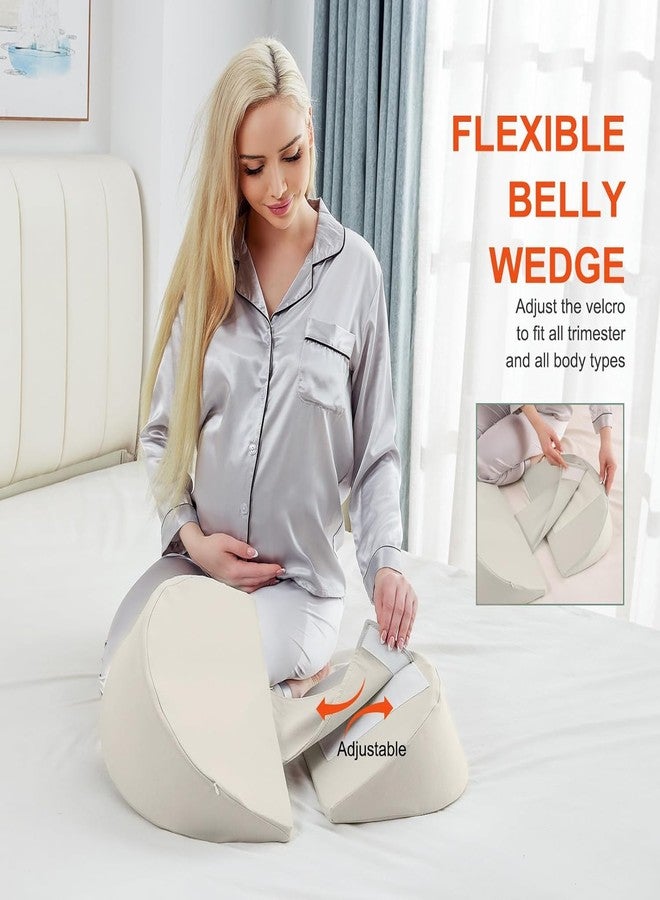 WEIKA Pregnancy Wedge Pillows for Sleeping, Memory Foam Pregnancy Body Pillow for Pregnant Women, Support for Belly, Back, HIPS, Maternity Pillow with Detachable & Adjustable Pillow Cover (Light Grey) - Image 5